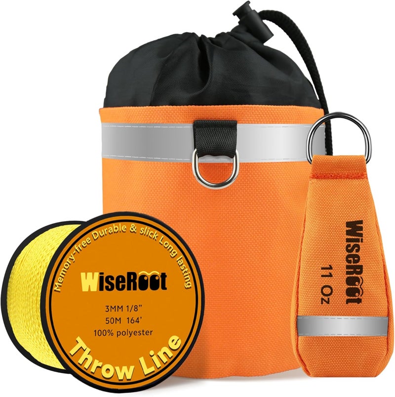 WiseRoot Arborist Throw Line Kit: Ultra Slick Throw Rope & 11/15Oz 900D Throw Weight with Reflective Storage Bag, Arborist Equipment for Tree Work, Climbing, Trimming, High Limb Rigging - Image 1